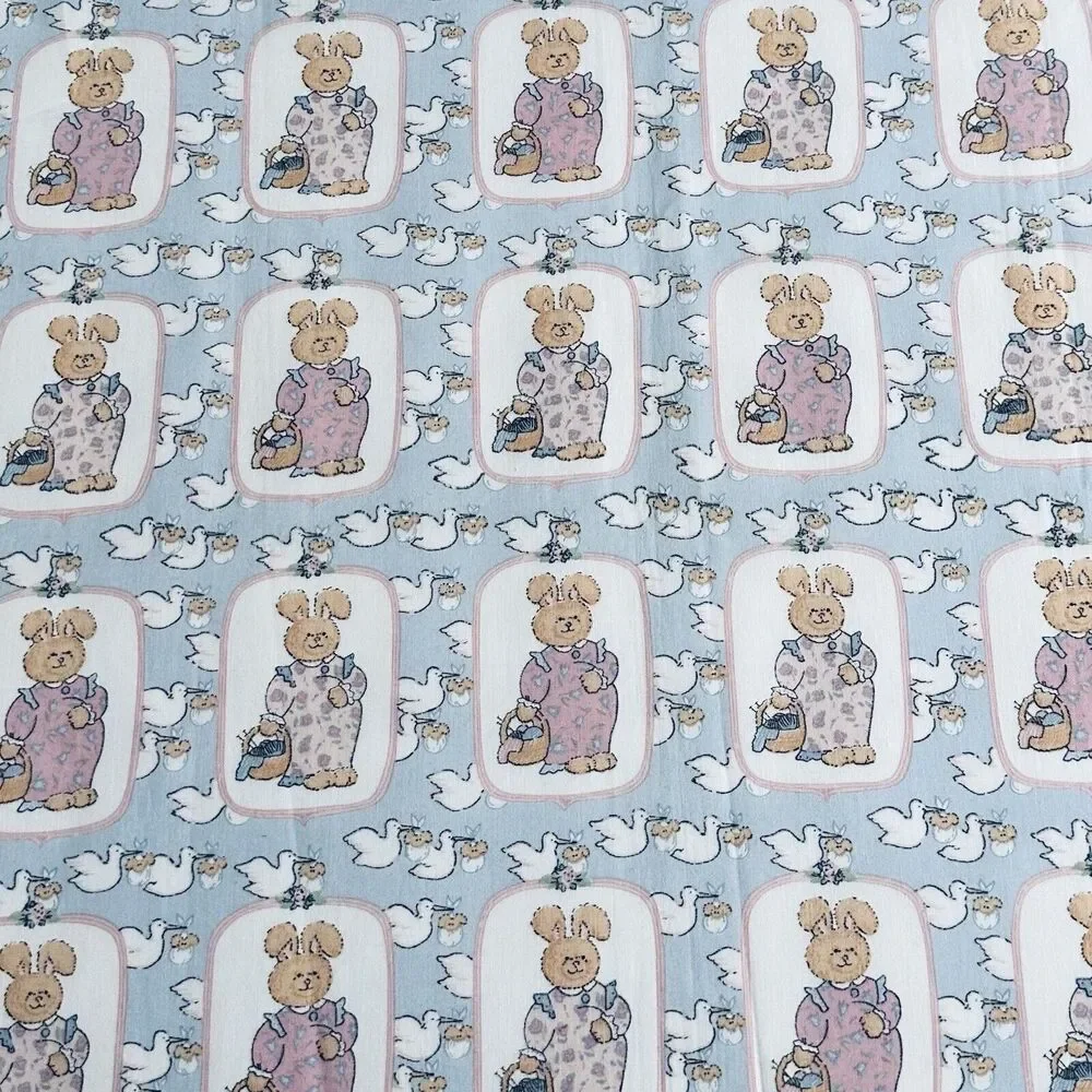 Vintage Expectant Mom Pregnant Bunny Rabbit QUILT BLOCK FABRIC Panel 35